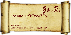 Zsinka Rézmán névjegykártya